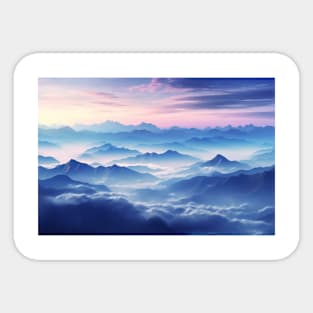 Mountain Sea Clouds Sunset Sky Landscape Sticker